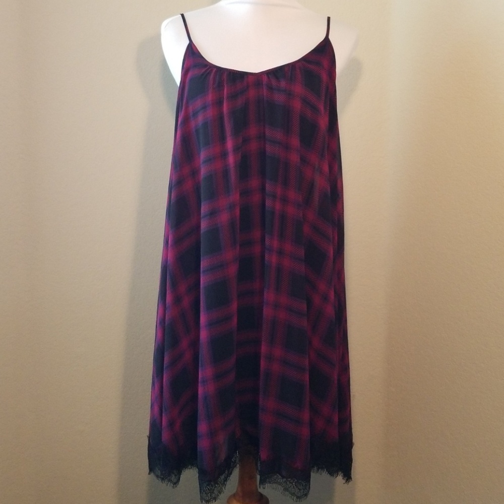 Spaghetti Strap V-Neck Plaid Dress